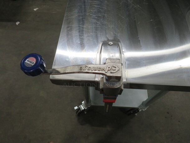 One Stainless Steel Table With Under Shelf And 10lb Edlund Can Opener, On Casters. 36X24X28 - Image 4 of 5