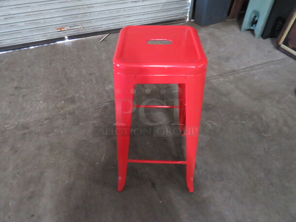 Red Metal Industrial Look Bar Stool. 2XBID - Image 1 of 2