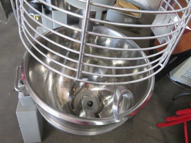One AWESOME GLOBE 60 Quart Planetary Floor Mixer With Guard, Bowl And Hook. THIS MIXER IS NICE!!!!! Model# SP62P. 208 Volt 3 Phase. $18,784.00 - Image 3 of 8