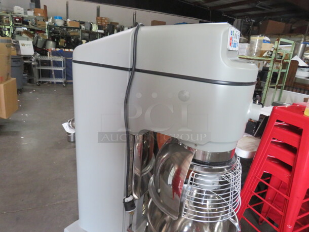 One AWESOME GLOBE 60 Quart Planetary Floor Mixer With Guard, Bowl And Hook. THIS MIXER IS NICE!!!!! Model# SP62P. 208 Volt 3 Phase. $18,784.00 - Image 5 of 8