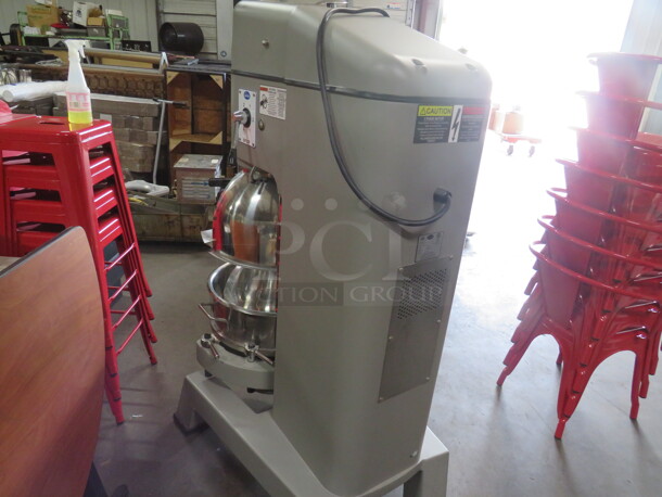 One AWESOME GLOBE 60 Quart Planetary Floor Mixer With Guard, Bowl And Hook. THIS MIXER IS NICE!!!!! Model# SP62P. 208 Volt 3 Phase. $18,784.00 - Image 8 of 8