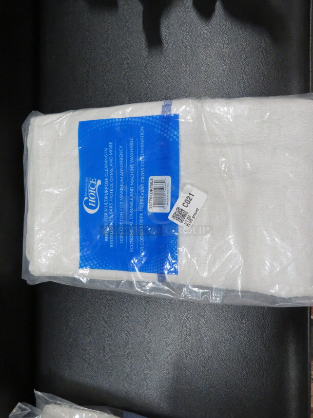 One Dozen NEW 16X19 Blue Stripe Bar Towels. - Image 1 of 1