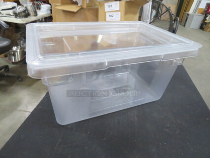 One 5 Gallon Food Storage Container With Lid.