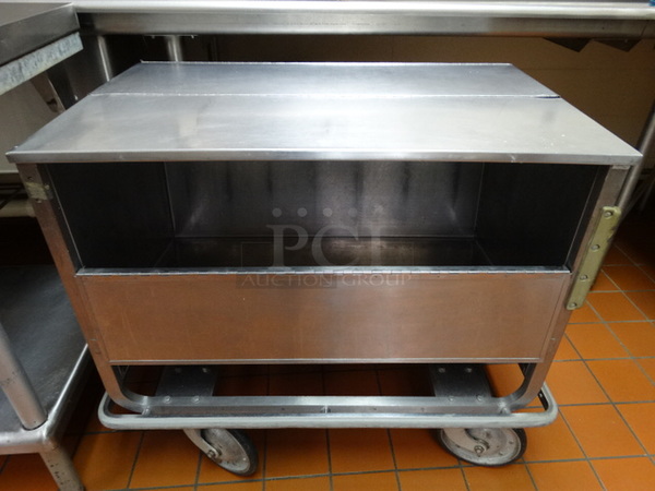 NICE! Stainless Steel Commercial Portable Dish Cart w/ Hinge Lid on Commercial Casters. 38x24x33. (Kitchen)