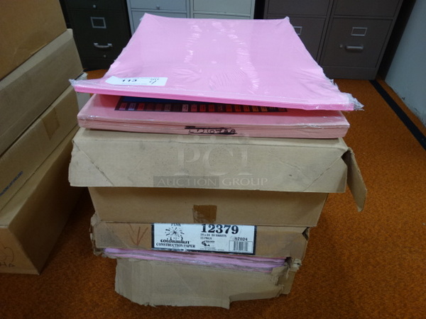 3 Boxes of Large Pink Construction Paper. 18x24. 3 Times Your Bid! (Gym)