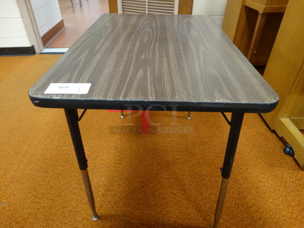Wood Pattern Table on Metal Legs. 36x24x28. (Gym)