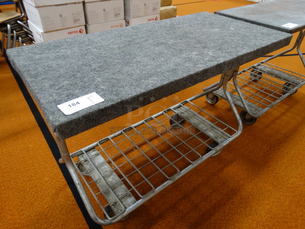 Metal Transport Cart w/ Wire Undershelf on Commercial Casters. 43x21x30. (Gym)