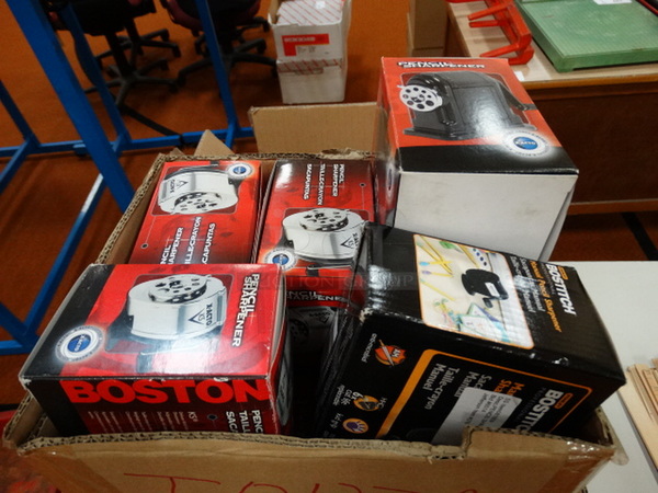 8 BRAND NEW IN BOX! Pencil Sharpeners Including Boston X-acto and Bostitch. Includes 5x3x4. 8 Times Your Bid! (Gym)