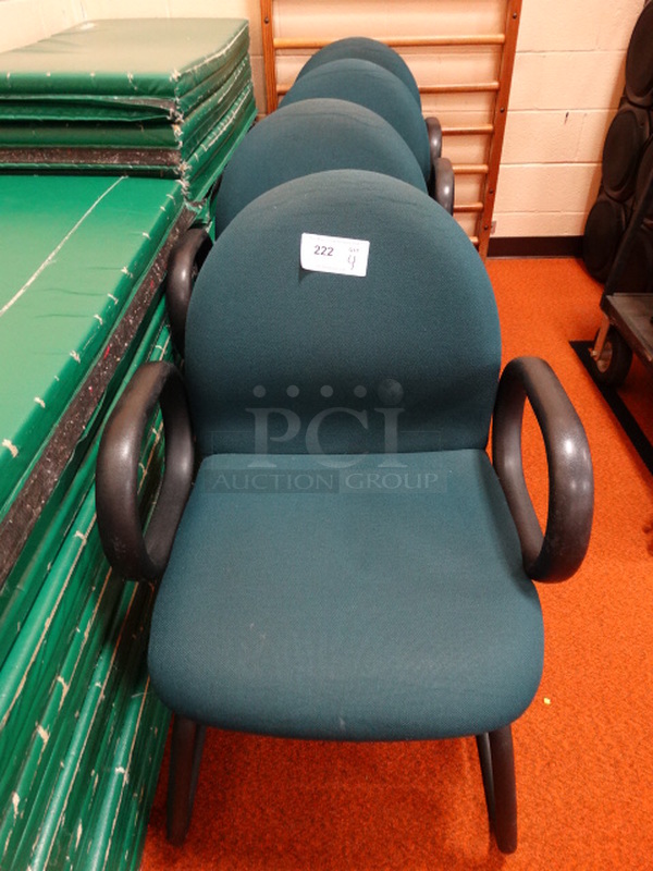 4 Green Chairs w/ Arm Rests. 24x24x34. 4 Times Your Bid! (Gym)