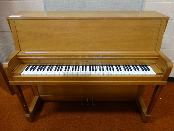 Everett Wooden Piano w/ Slide Out Key Cover. 58x24x46. (Gym)