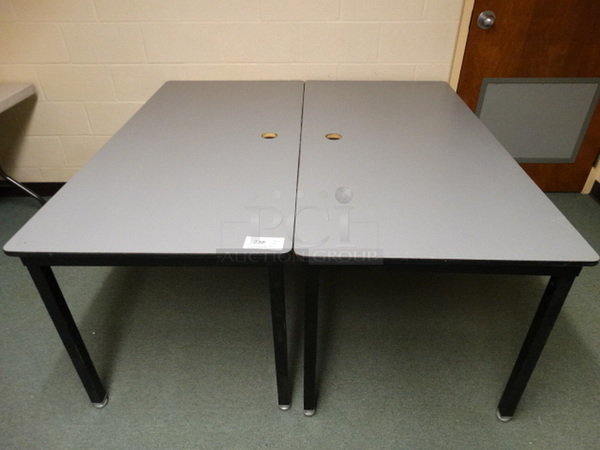 2 Gray Tables. 60x30x29. 2 Times Your Bid! (Conference Room)