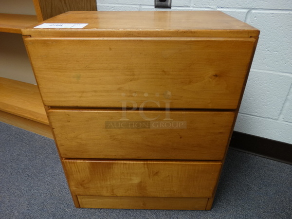 Wood Pattern 3 Drawer Cabinet. 19x12x24. (Principal's Office)