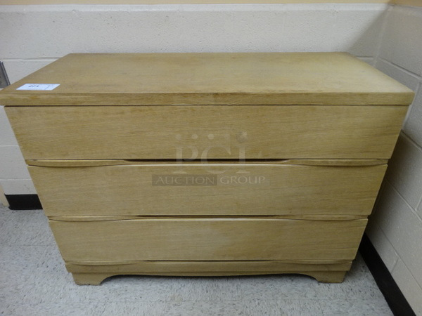 Wood Pattern 3 Drawer Filing Cabinet. 44.5x19x33. (Nurse Waiting Room)