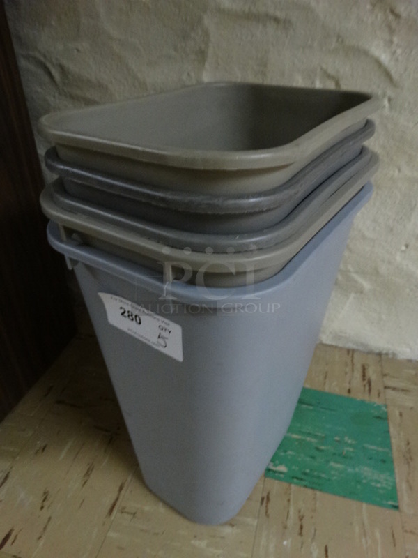 5 Poly Trash Cans. 15x11x20. 5 Times Your Bid! (Basement Hallway)