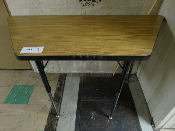Wood Pattern Table on Metal Legs. 45x21x28. (Basement Hallway)
