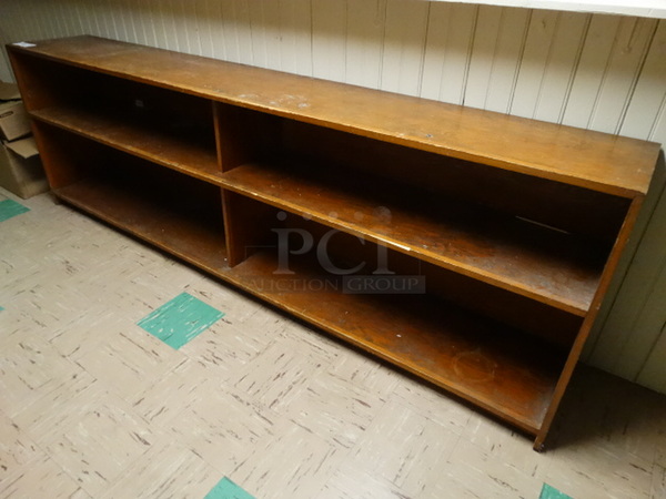 Wood Pattern Bookshelf. 96x15x30. (Basement Hallway)