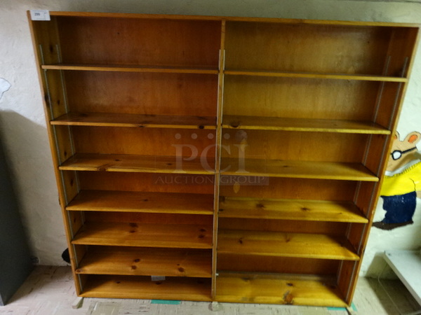 Wood Pattern Bookshelf. 84x11x80. (Basement Hallway)
