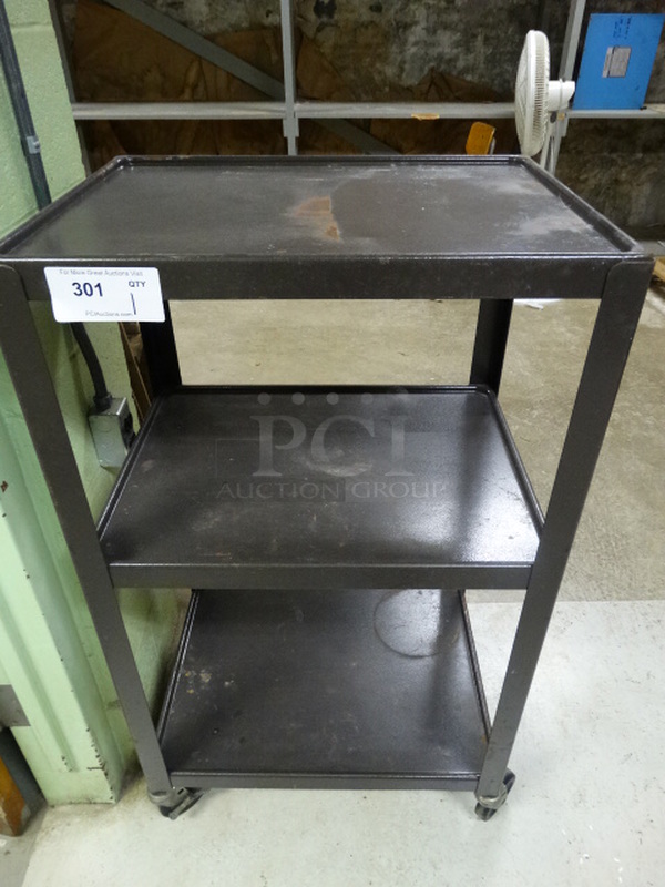 Gray Metal 3 Tier AV Cart on Commercial Casters. 24x18x42. (Downstairs Room 3)