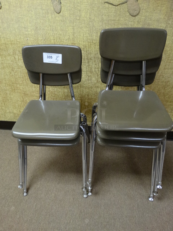 5 Brown Metal Chairs on Chrome Finish Legs. 16x20x28. 5 Times Your Bid! (Downstairs Room 9)
