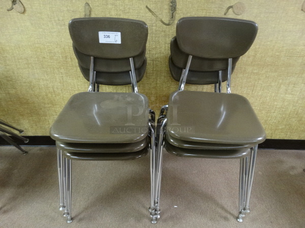 6 Brown Metal Chairs on Chrome Finish Legs. 19x22x30. 6 Times Your Bid! (Downstairs Room 9)