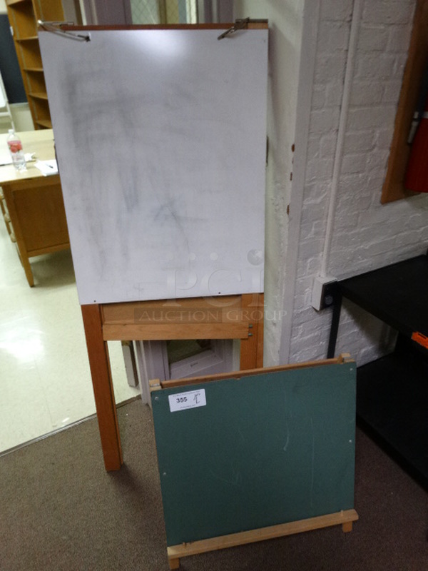 2 Items; White Board Easel and Chalkboard. 24x15x23, 24x4x58. 2 Times Your Bid! (Downstairs Room 6)