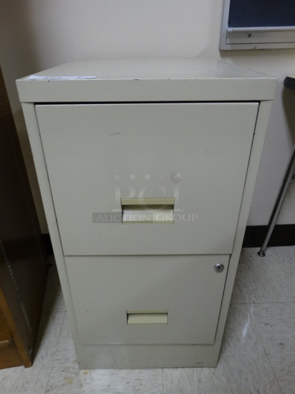 Metal 2 Drawer Filing Cabinet. 15x18x29. (Downstairs Room 6)