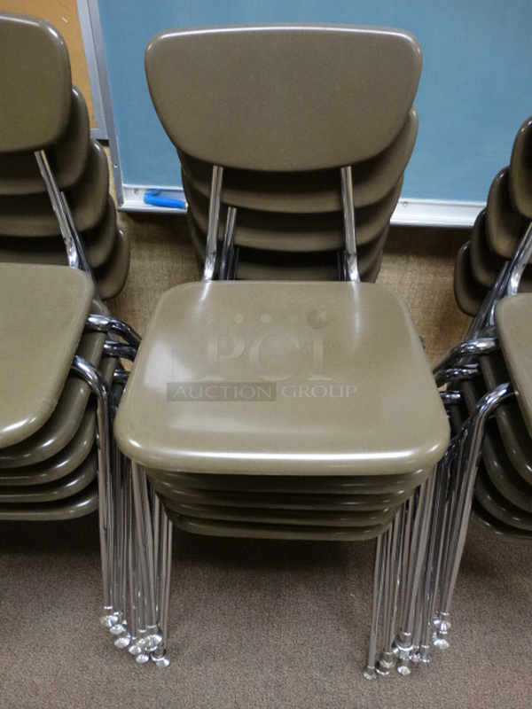 5 Brown Metal Chairs on Metal Legs. 18x22x30. 5 Times Your Bid! (Downstairs Room 5)