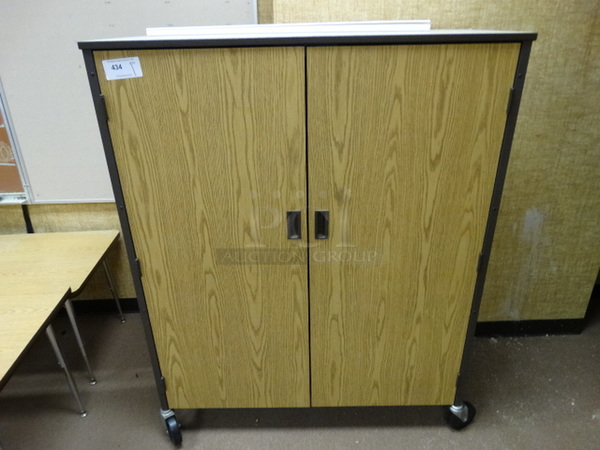 Wood Pattern Portable Cabinet on Commercial Casters. 48x22x60. (Room 110)