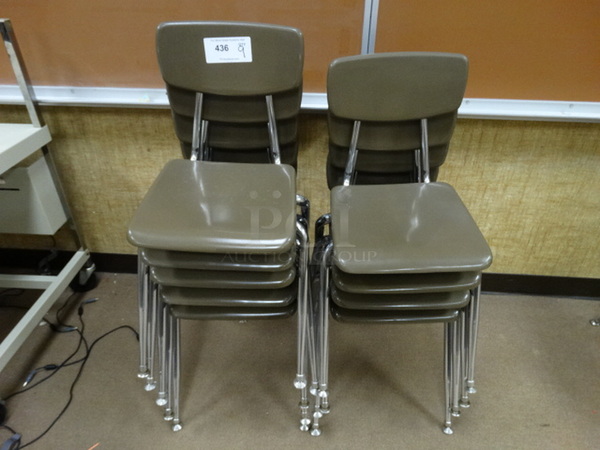 9 Brown Metal Chairs on Metal Legs. 16x20x28. 9 Times Your Bid! (Room 110)