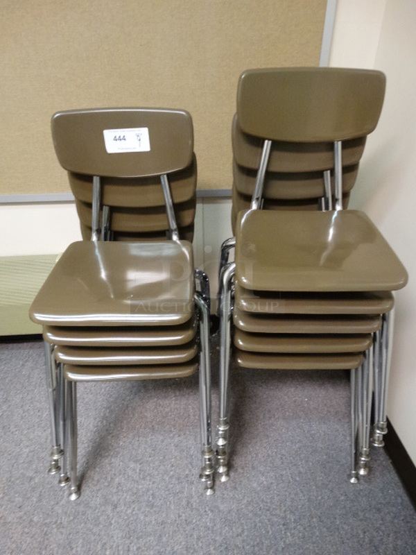 9 Brown Metal Chairs on Metal Legs. 16x20x28. 9 Times Your Bid! (Room 109)