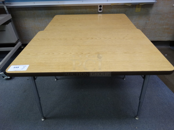 2 Wood Pattern Tables on Metal Legs. 36x24x22. 2 Times Your Bid! (Room 108) 