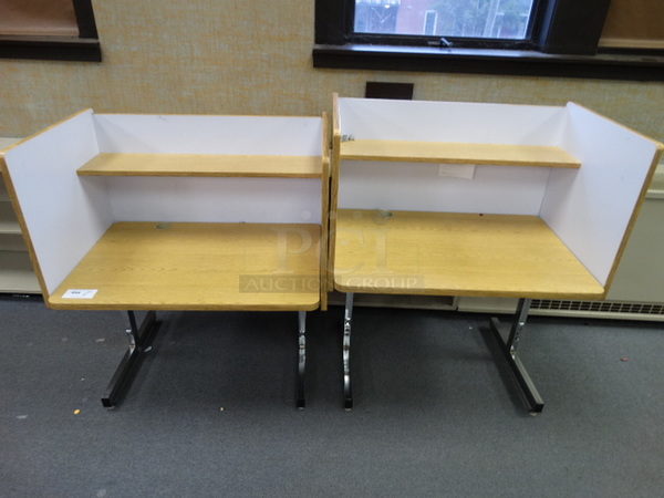 2 Wood Pattern Desk Cubicles. 38x25x45, 38x25x42. 2 Times Your Bid! (Room 108)