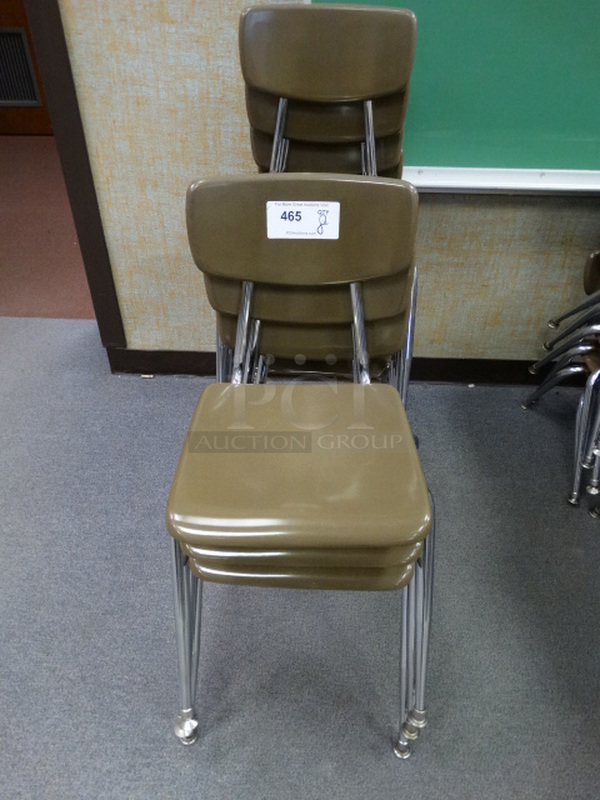 8 Brown Metal Chairs on Metal Legs. 16x20x28. 8 Times Your Bid! (Room 108)