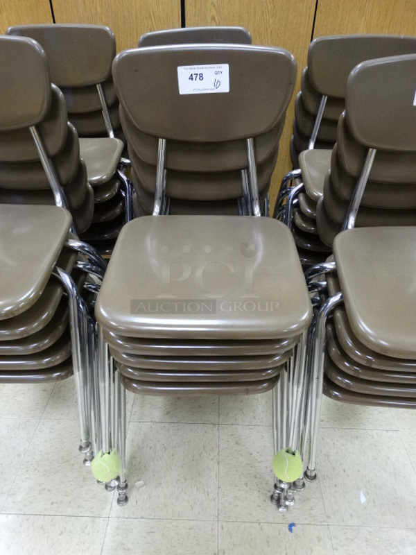 10 Brown Metal Chairs on Metal Legs. 19x22x31. 10 Times Your Bid! (Room 107)