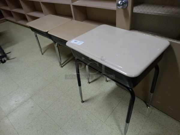 3 Metal Desks. 24x18x30, 2418x24. 3 Times Your Bid! (Room 106 Storage)