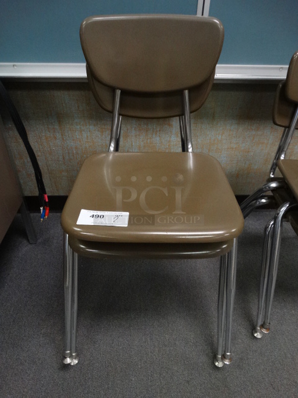 2 Brown Metal Chairs on Metal Legs. 19x23x30. 2 Times Your Bid! (Room 105)