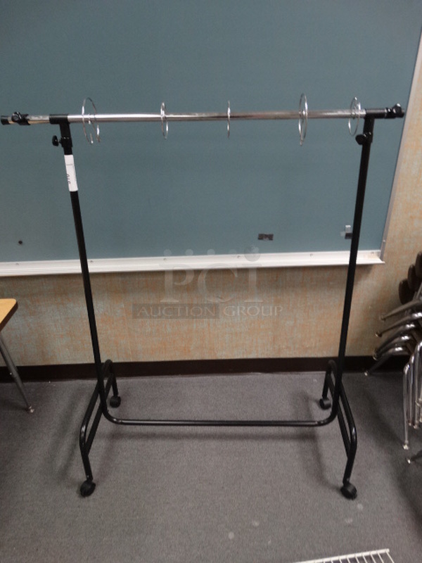 Black and Chrome Rack on Casters. 43x18x50. (Room 105)