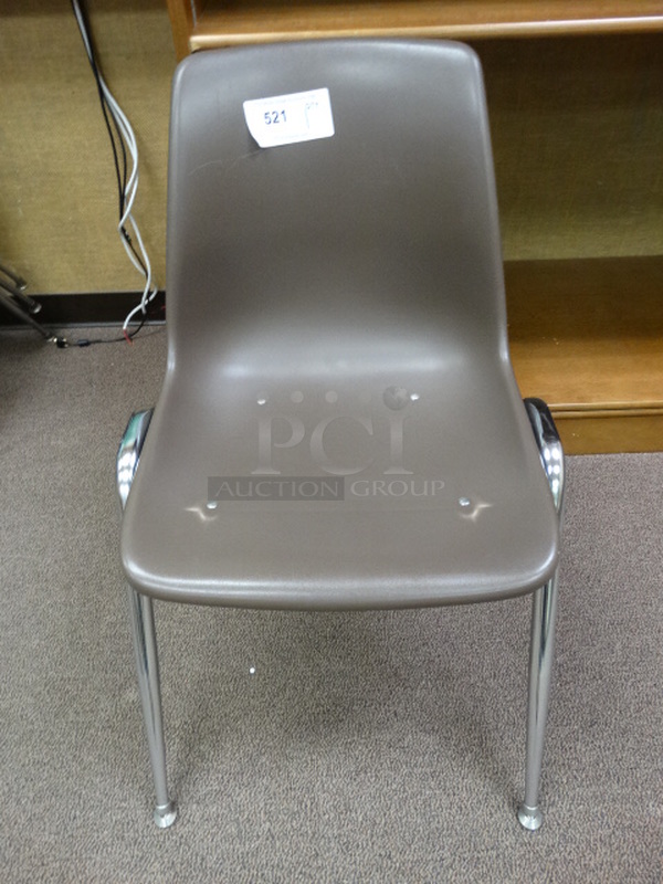 Brown Poly Chair on Metal Legs. 20x24x30. (Room 102)