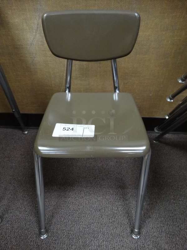 Brown Metal Chair on Metal Legs. 14x17x22. (Room 102)