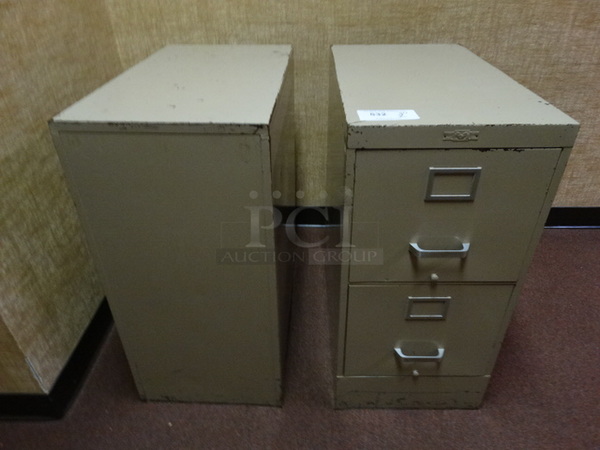 2 Metal 2 Drawer Filing Cabinet. 14x26x31. 2 Times Your Bid! (Upstairs Elevator Room)