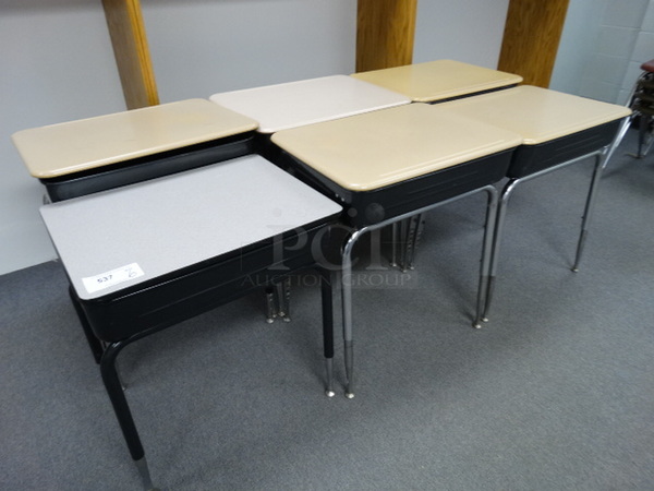 6 Metal Desks. Includes 24x18x28. 6 Times Your Bid! (Room 210)