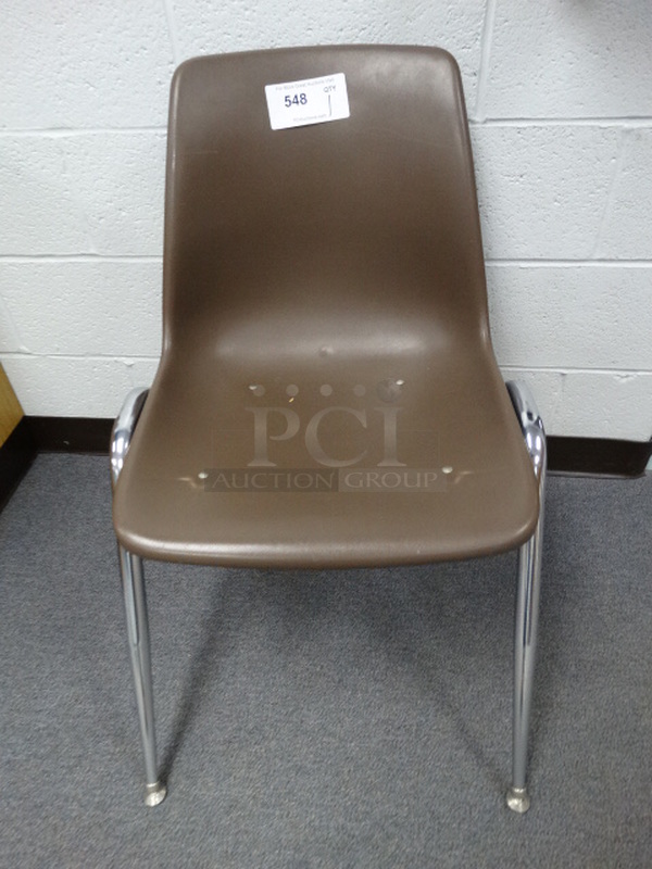Brown Poly Chair on Metal Legs. 20x24x32. (Room 210)