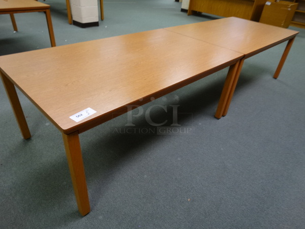 2 Wood Pattern Tables. 60x36x25. 2 Times Your Bid! (Library)