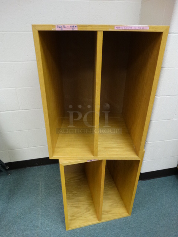 2 Wood Pattern Shelves. 20x21x26. 2 Times Your Bid! (Library: Back Right Room)