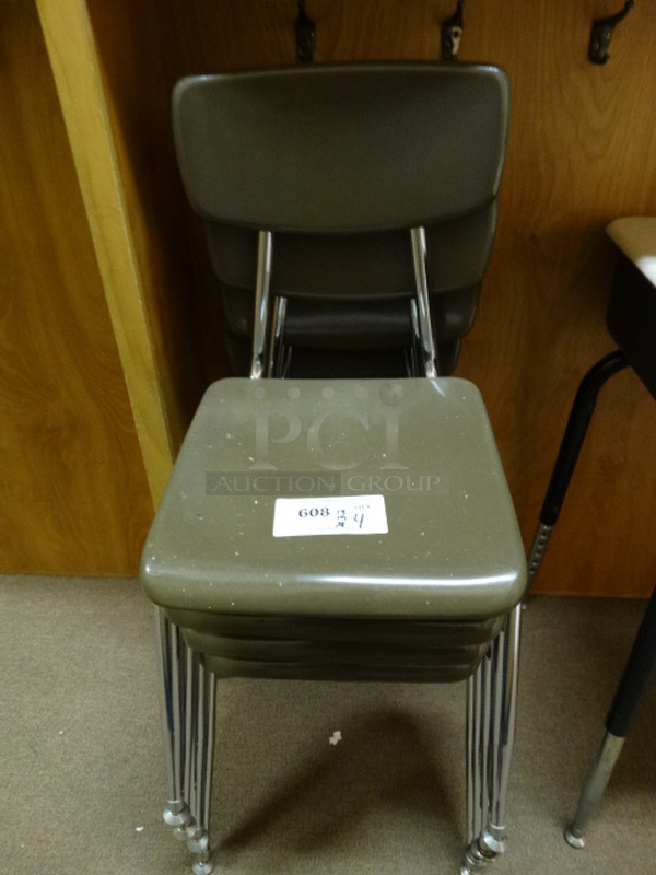 4 Brown Metal Chairs. 13x19x28. 4 Times Your Bid! (Room 201)