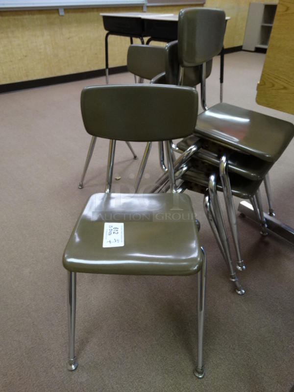 7 Brown Metal Chairs on Metal Legs. 13x20x28. 7 Times Your Bid! (Room 202)