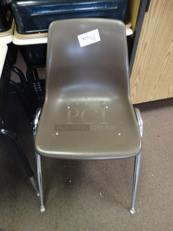 Brown Poly Chair on Metal Legs. 20x26x32. (Room 203)