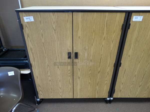Wood Pattern 2 Door Cabinet on Commercial Casters. 48x22x60. (Room 203)