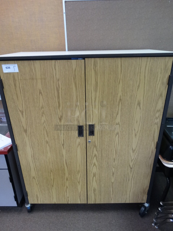 Wood Pattern 2 Door Cabinet on Commercial Casters. 48x22x60. (Room 203)