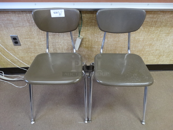2 Brown Metal Chairs on Metal Legs. 16x2x30. 2 Times Your Bid! (Room 204)